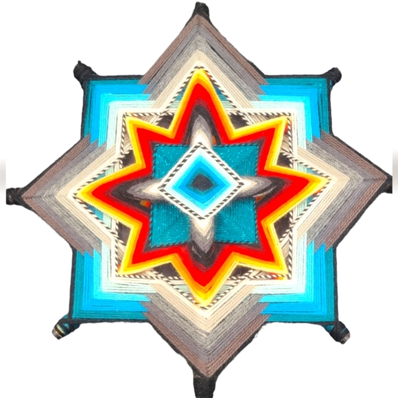 Ojo De Dios "God's Eye" Handmade, Vintage. 12"X 12". - Picture 1 of 3